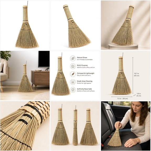 LOLIPPYY Handmade Light Yellow Woven Corn Broom for Home Cleaning and Festival Decorations