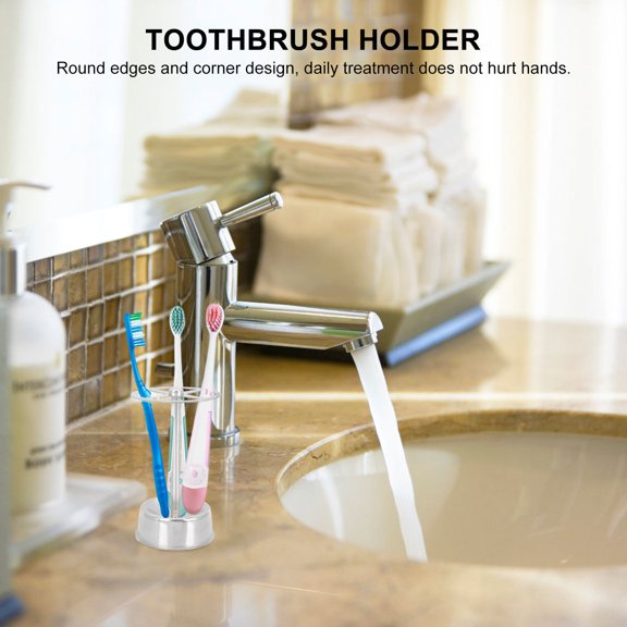 LOLIPPYY Multi Functional Stainless Steel Toothbrush Rack for Bathroom Countertop Storage