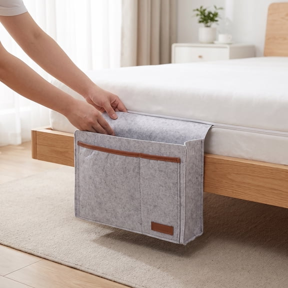 LOLIPPYY Multi Pocket Felt Bedside Storage Caddy for Bed Sofa and Dorm Room Use