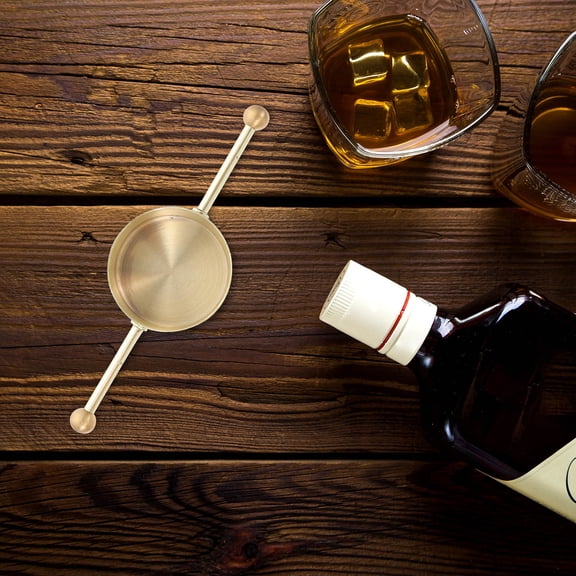 LOLIPPYY Golden Stainless Steel Measuring Cup with Long Rod for Bartending and Cocktail Service