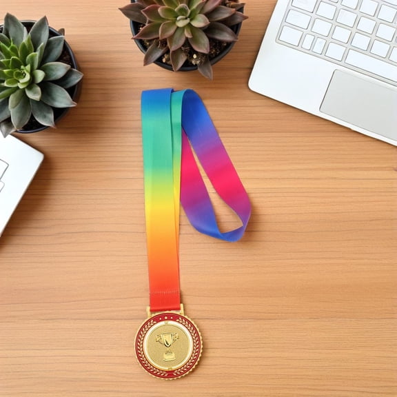 LOLIPPYY Multi Sport Plated Gold Medal with Ribbon Rotatable Design for Winning Awards and Team Recognition