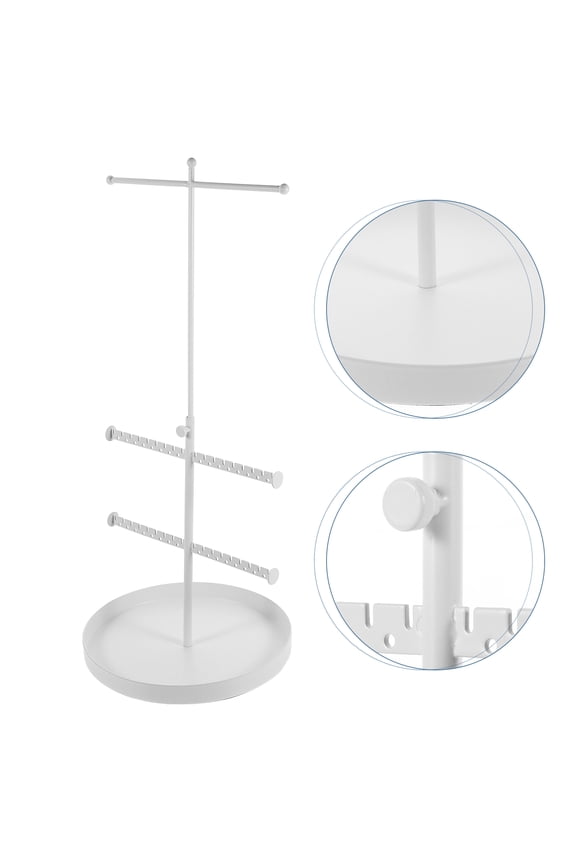 White Jewelry Display Rack for Necklaces, Keychains, Bracelets - Multipurpose Organizer and Holder