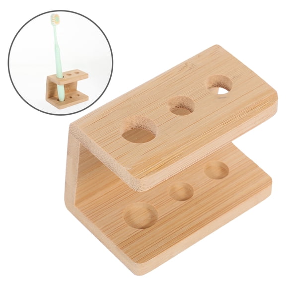 LOLIPPYY Multi-hole Bamboo Toothbrush Storage Stand Synthetic Material 1Set