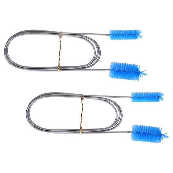 LOLIPPYY MultiFunctional Double Head Stainless Steel and Nylon Cleaning Brush for Fish Tank and Shower Drain 2pcs