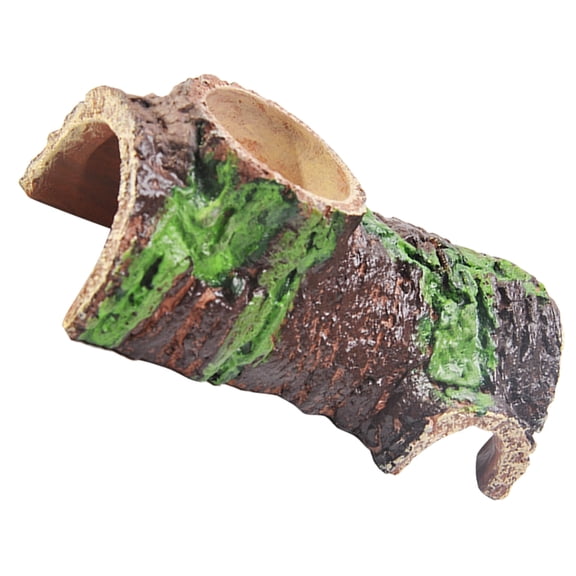 LOLIPPYY Multifunctional Light Brown Reptile Hide Cave for Lizards and Turtles with Feeding Ledge