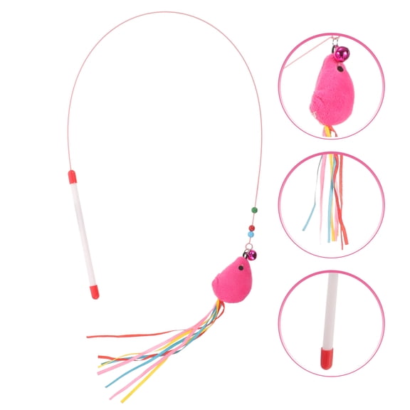 LOLIPPYY Multifunctional Pink Cat Wand for Indoor Cats with Ribbon and Cotton Features