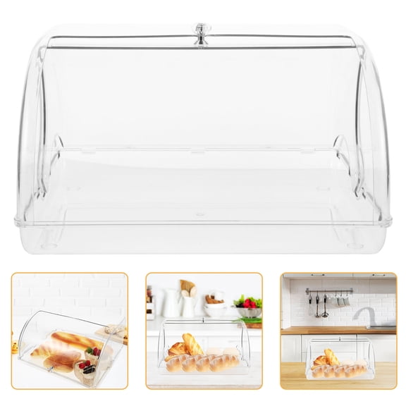LOLIPPYY Multifunctional Plastic Bread Box for Kitchen with Rolltop Lid and Freshness Preservation