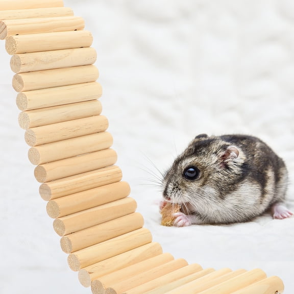 LOLIPPYY Small Pet Wooden Ladder in Khaki for Hamsters, Multipurpose Exercise Toy and Cage Decoration Accessory