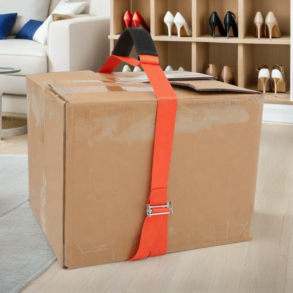 LOLIPPYY Heavy Duty Adjustable Lifting Straps with Orange Handles for Moving, Transport, and Heavy Load Carrying