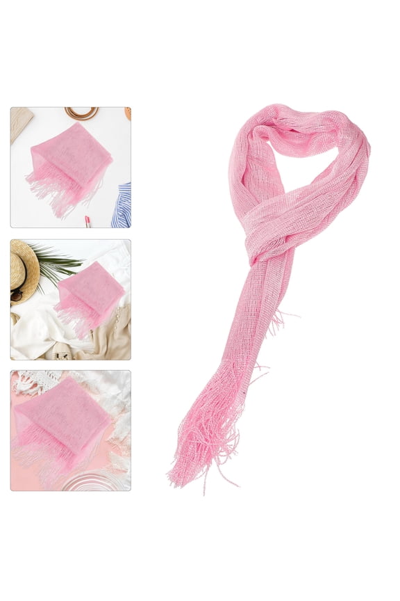 Muslim Pink Sparkling Shawl for Weddings Lightweight Breathable Wrap with Tassel Detail