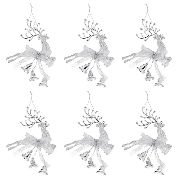 LOLIPPYY NUOBESTY 6pcs Christmas Bell Ornaments Electroplating Christmas Reindeer Bells Hanging Jingle Bell Ornaments for Christmas Tree Door Home