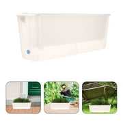 LOLIPPYY Plastic Window Box Planter with Clear Water Level Indicator for Outdoor Herb and Flower Gardening