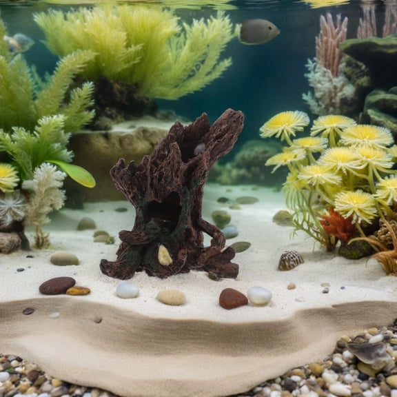 LOLIPPYY Natural Look Aquarium Resin Driftwood Decoration with Hollow Tree Trunk Fish Shelter for Freshwater and Tanks