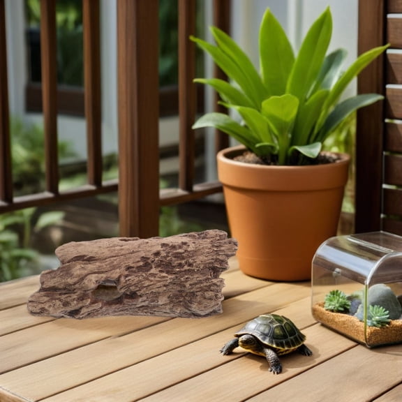 LOLIPPYY Natural Simulation Dark Brown Reptile Cave Hideout for Small Lizards and Geckos