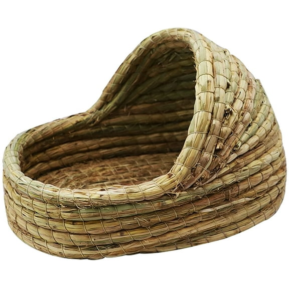LOLIPPYY Natural Straw House Woven Nest Cozy Small Pet Shelter with Chew-Resistant Features