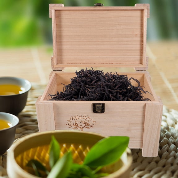 LOLIPPYY Natural Wood 15L Tea Storage Box with Smooth Finish and Breathable Design