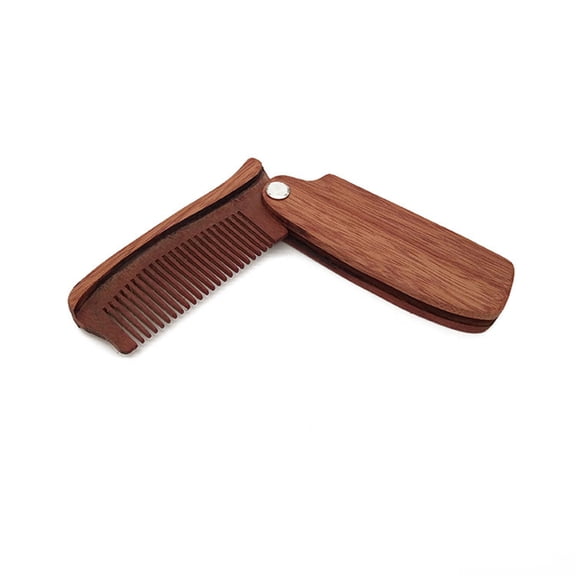 LOLIPPYY Natural Wood Beard Comb Coffee Foldable Hair Comb Travel Size Practical Grooming Tool