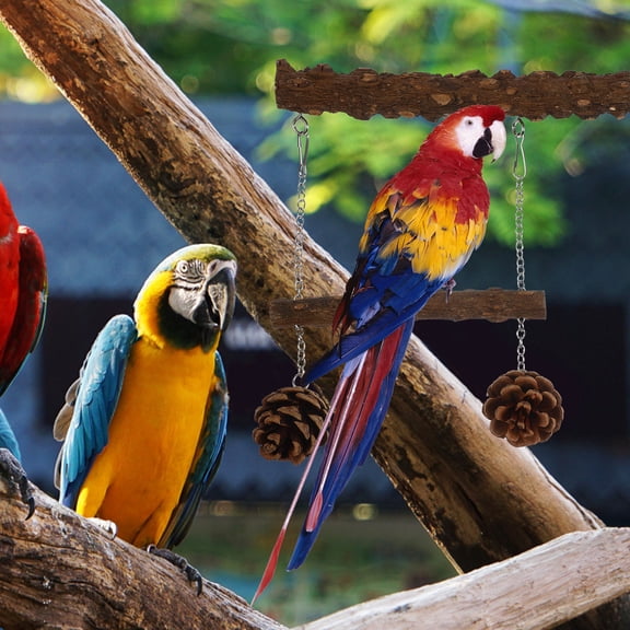 LOLIPPYY Natural Wood Bird Perch Parrot Climbing Stand Light Brown Skills Development 1Set