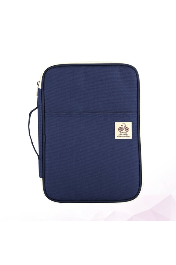 Navy A4 Document Bag Oxford Cloth Portfolio Organizer for Travel Business Use with Waterproof Design