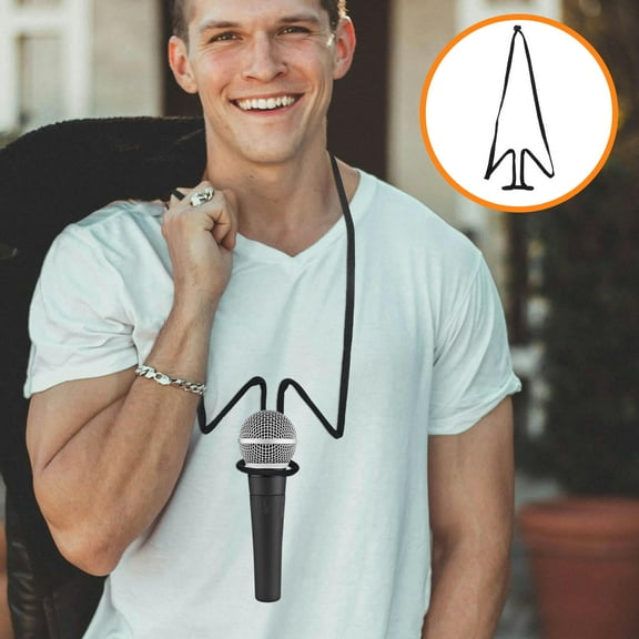 LOLIPPYY Neck Hanging Microphone Holder Black Metal Mic Rack for Stable Performance Use
