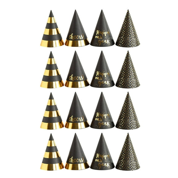 LOLIPPYY 16Pcs Assorted Color Paper Decorative Party Hats Novelty Caps with Elastic Strap