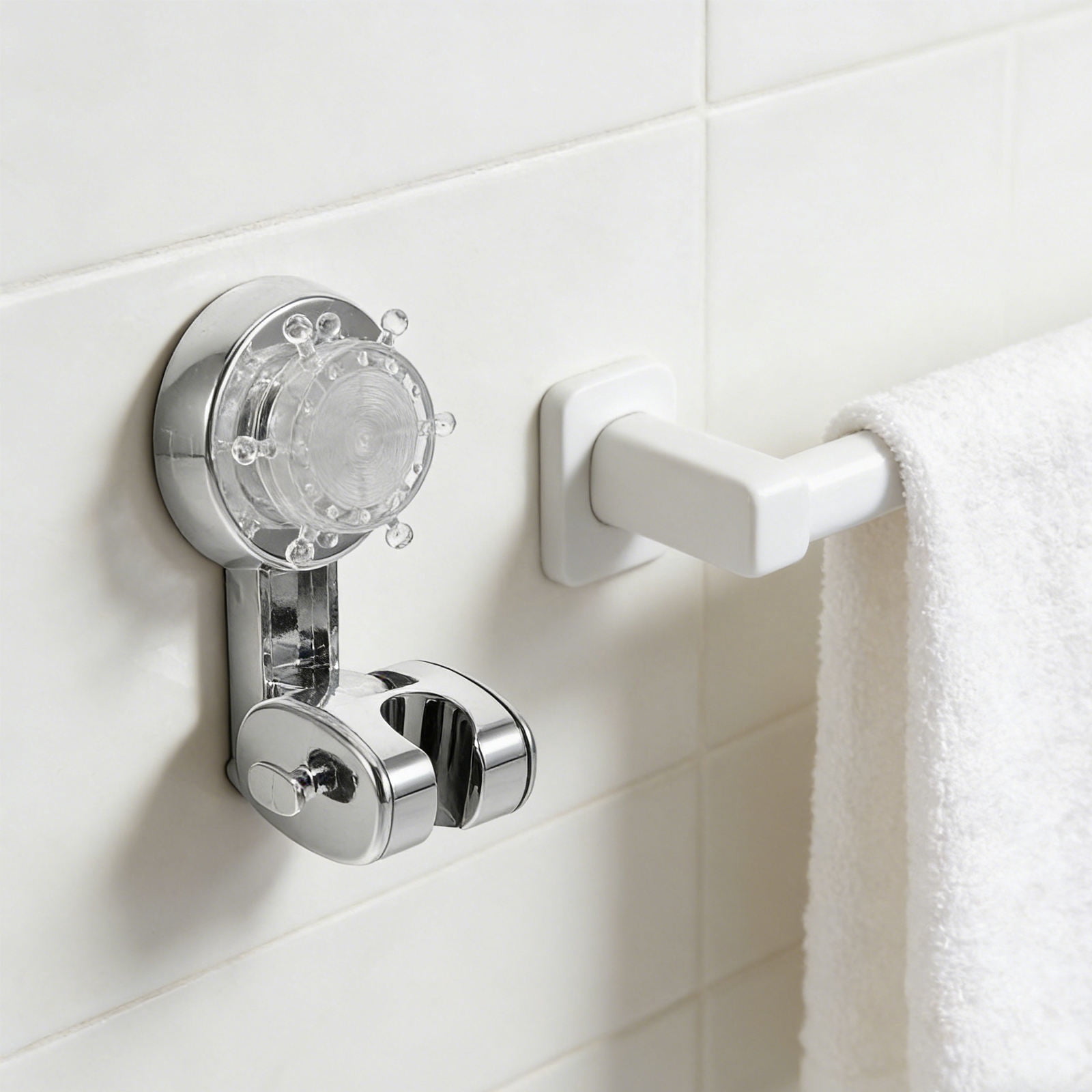 LOLIPPYY No Drill Adjustable Suction Cup Shower Head Wall Bracket ...