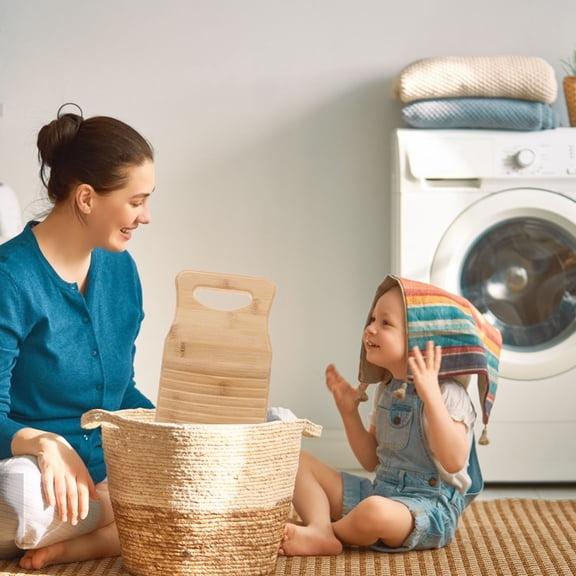 LOLIPPYY Non-Slip Washboard for Hand Use Khaki Bamboo Wood Laundry Board 1Set