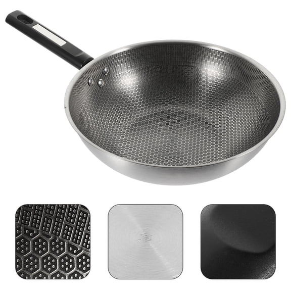 LOLIPPYY Non Stick Honeycomb Frying Pan with Ergonomic Handle for Effortless Cooking Black Stainless Steel 10.5 Inches