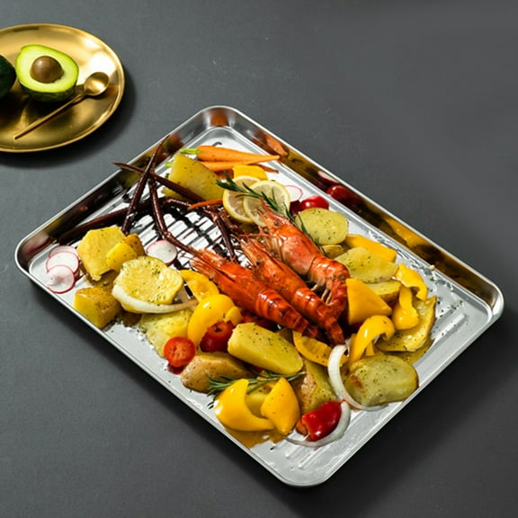 LOLIPPYY Set of 2 Nonstick Stainless Steel Baking Sheet Pans, Square Shape, Safe and for Home Baking