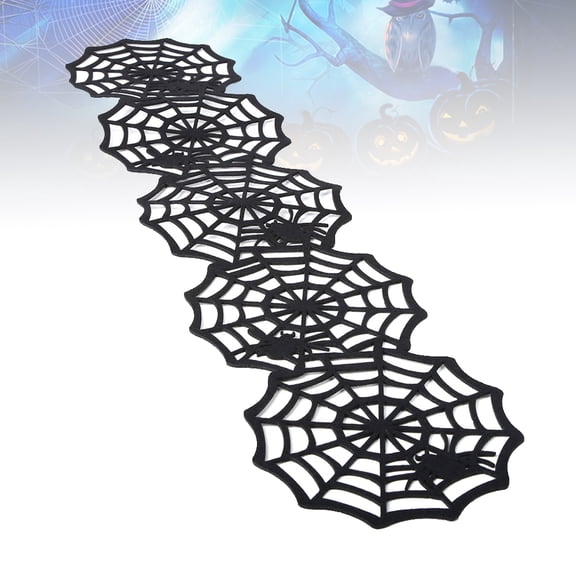 LOLIPPYY Nonwovens Table Runner Black Spider Web for Spooky Home Decoration