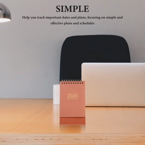 LOLIPPYY Office Desk Calendar 2026 Standing Flip Format Compact Khaki Paper Writable Back for Notes 1Set