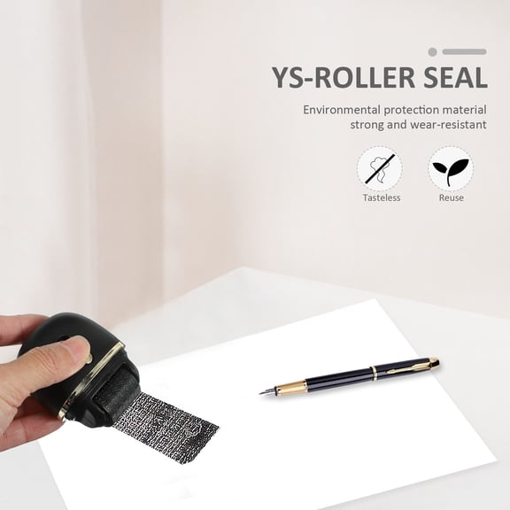 LOLIPPYY Office Security Stamper Confidential Roller Stamp Black Plastic Garbled Code Coverage 1Pack