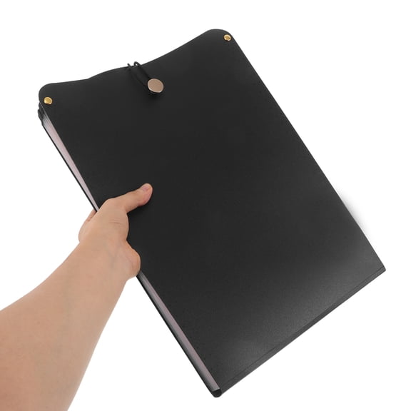 LOLIPPYY Office Vertical File Organizer Black Plastic Accordion Folder with Multi Layer Compartments