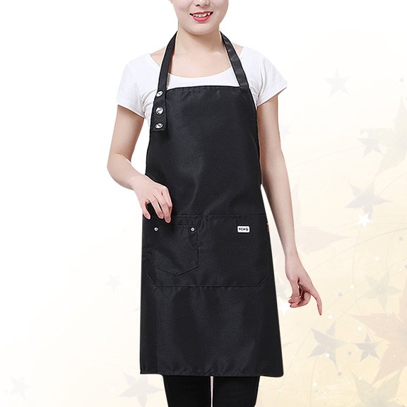 LOLIPPYY Oil Proof Cooking Apron Black Cloth Aprons with Back Tie Design for Easy Wear