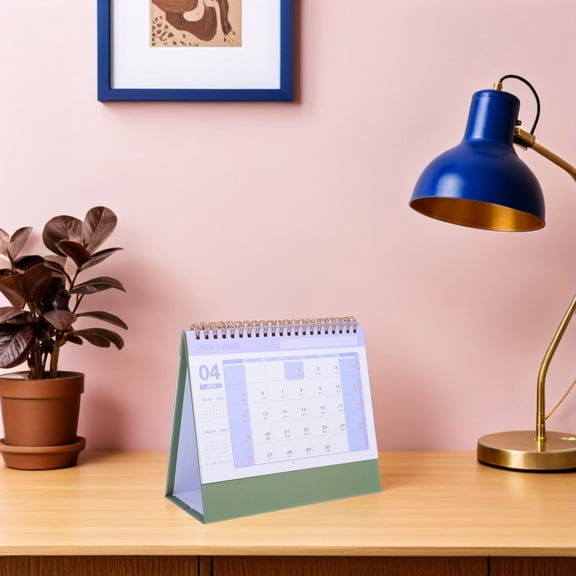 LOLIPPYY Olive Green 2026 Standing Desk Calendar with Minimalist Foldable Stand for Home Scheduling