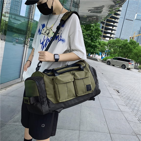 LOLIPPYY Olive Green Large Capacity Fitness Bag with Dry Wet Separation for Travel Gym and Weekend Use