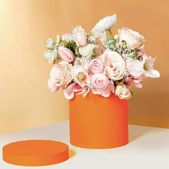 LOLIPPYY Orange Flower Round Box Paper Material for Bouquet Display and Event Decoration