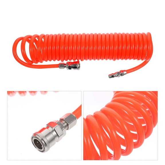 LOLIPPYY Orange PU Telescopic Spring Hose with Bend Limiter for Air , Ideal for Woodworking and Repair Shops