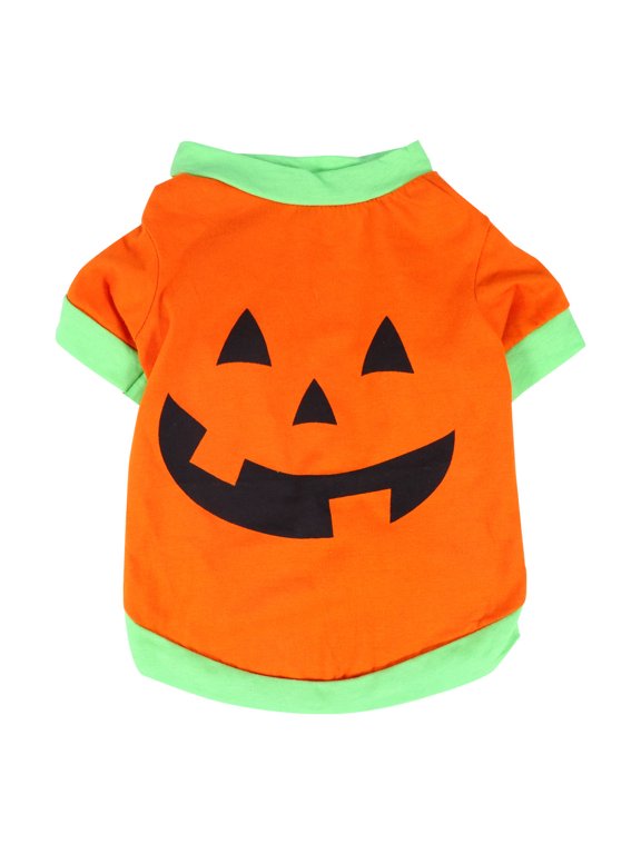 Orange Cotton Pumpkin Pet Outfit Comfortable Dog Vest for Holiday Photos