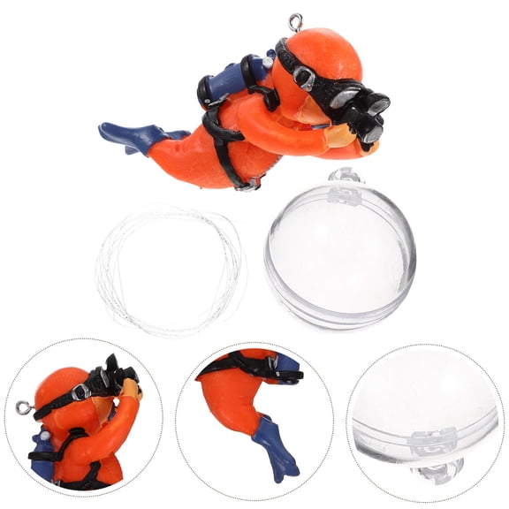LOLIPPYY Orange PVC Diver Figurine Aquarium Decoration for Stylish Fish Display and Underwater Scene