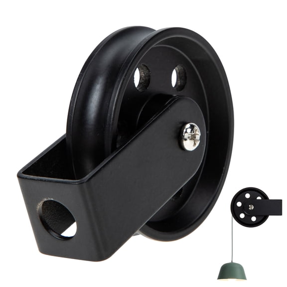 LOLIPPYY Outdoor Black Rustic Pulley Wheel with Bracket for Pendant Lighting Projects