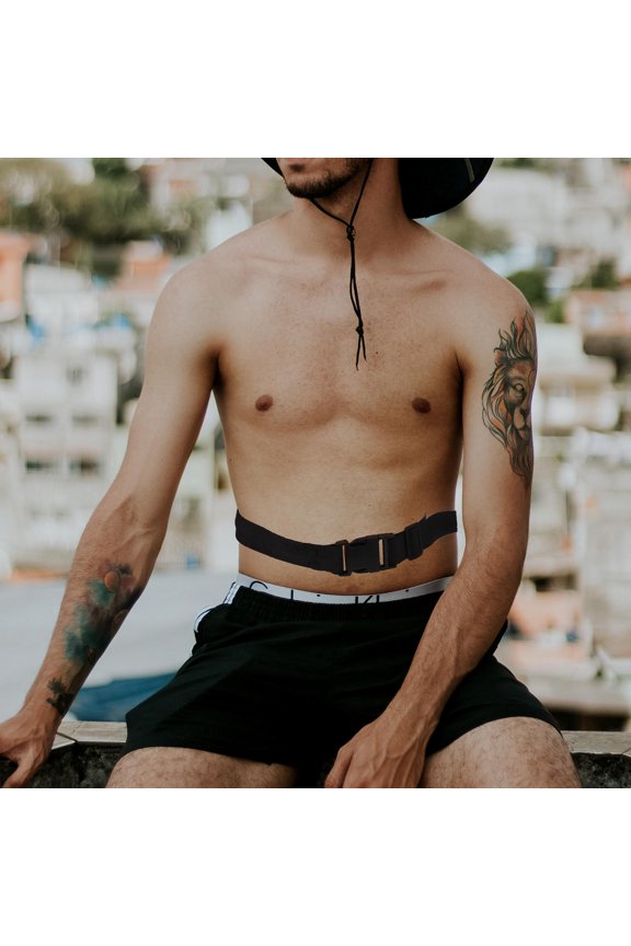 Outdoor Black Waist Fanny Pack Money Belt with Sturdy Buckle and Secure Hidden Pouch