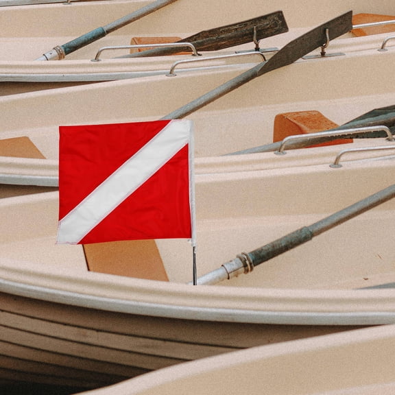 LOLIPPYY Portable Red Dive Warning Flag with Reinforced Pole for Diving Use Safety Alert