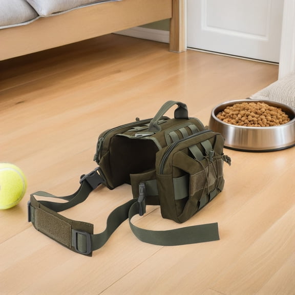 LOLIPPYY Outdoor Ready Olive Green Dog Backpack with Multiple Side Pockets for Travel