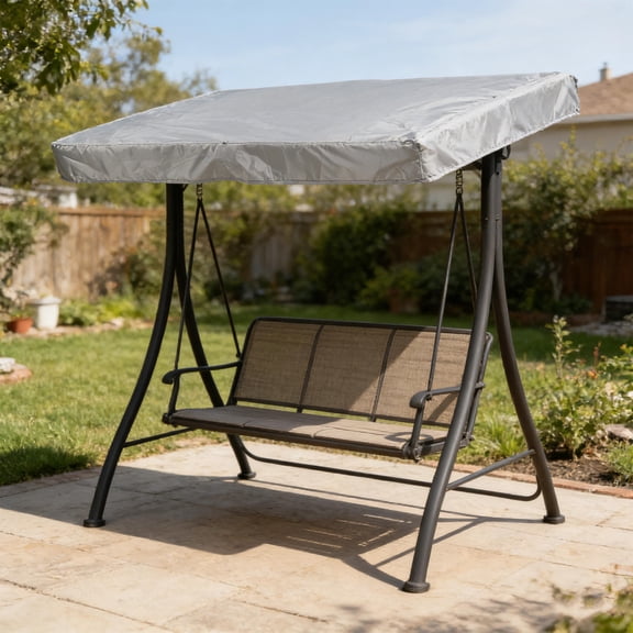 LOLIPPYY Grey Replacement Canopy Cover for Outdoor Swings, Weather-Resistant Oxford Fabric, Ideal for Porch and Garden Swing Sets