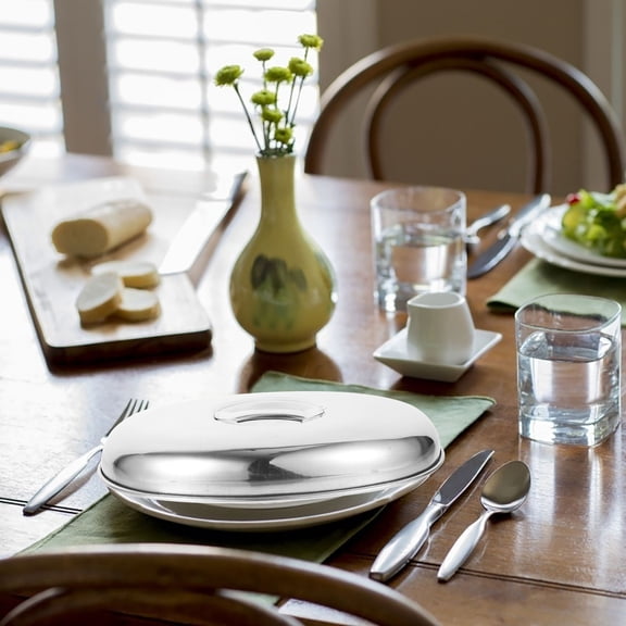 LOLIPPYY Oval Food Cover Stainless Steel Heat Resistant Indoor Cooking 1Pack