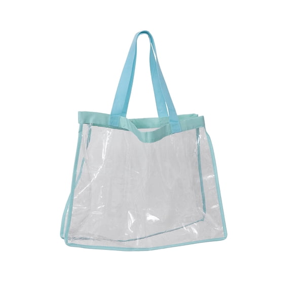 LOLIPPYY Large Clear PVC Tote Bag with Shoulder Strap, Portable Beach Handbag, Casual Shopping Bag for Everyday Storage Use