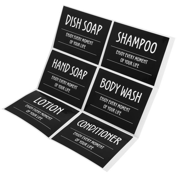 LOLIPPYY PVC Waterproof Shampoo Bottle Label Stickers Self Adhesive for Home Bathroom Organization