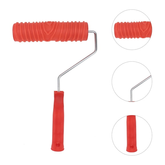 LOLIPPYY Paint Texture Roller Wood Grain Paint Roller Red Rubber For Wall Decoration 1Pack