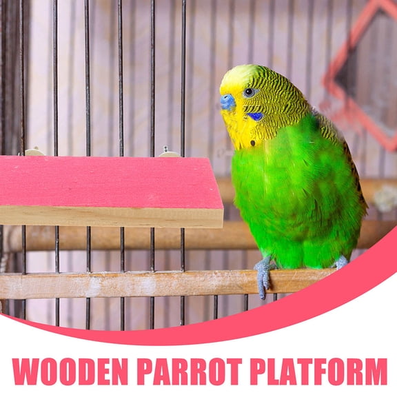 LOLIPPYY Parrot Play Stand Bird Platform Rectangular Wooden Pink 1Pcs for Pet Resting